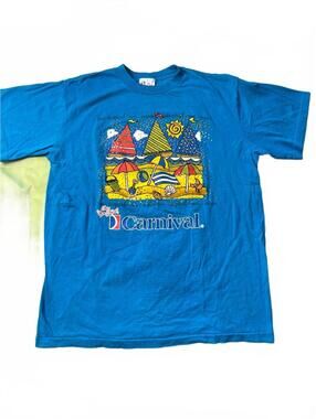 Vintage 90s Carnival Fun Ships Beach Graphic T-Shirt XXL